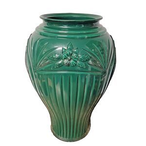 Glass Art Floor Vase Deco Style Large 16 Inch Vintage